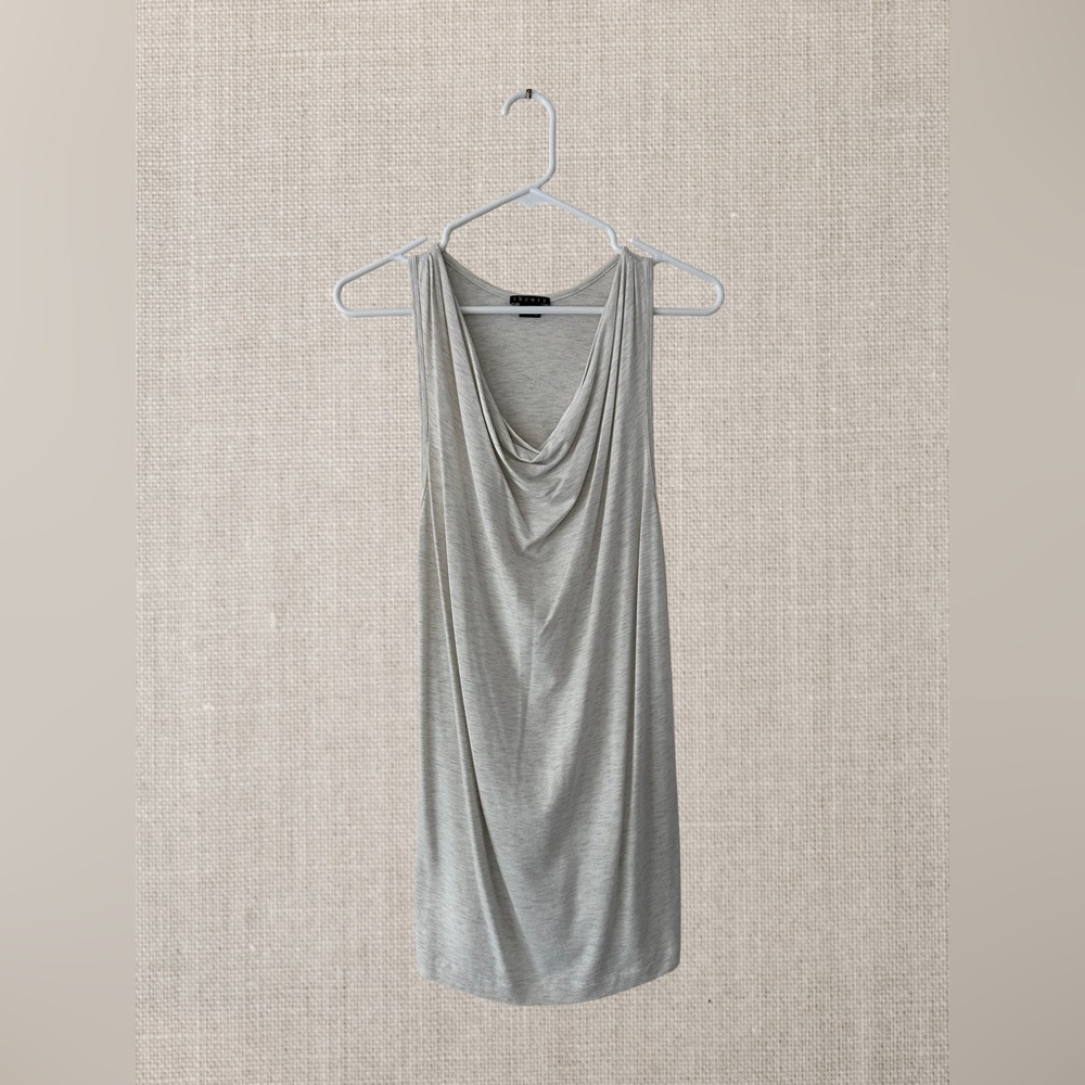 Theory Light Gray Draped Tank Top